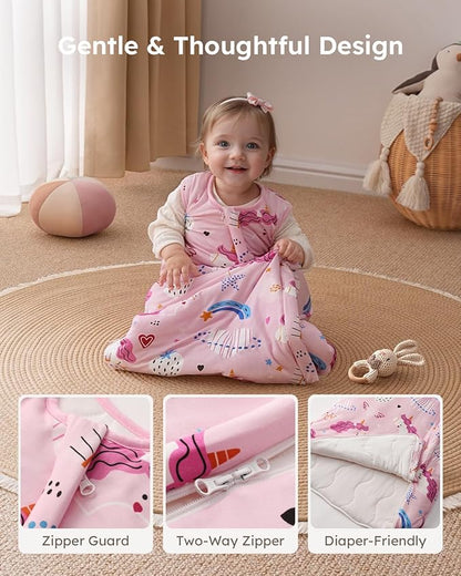Yoofoss Rayon Made from Bamboo Baby Sleep Sack 0-6 Months 1.0 Tog Baby Wearable Blanket, Super Soft Infant Toddler Sleeping Sack 2-Way Zipper