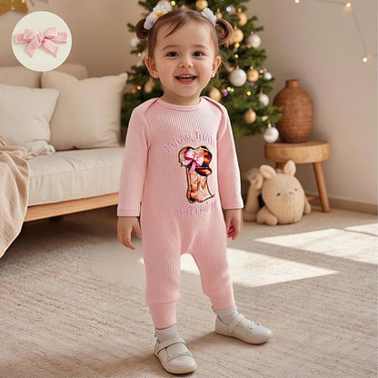 allshope Infant Baby Girl Fall Outfit Romper Ribbed Embroidery Onesie Jumpsuit Long Sleeve Bodysuit Cute Newborn Clothes