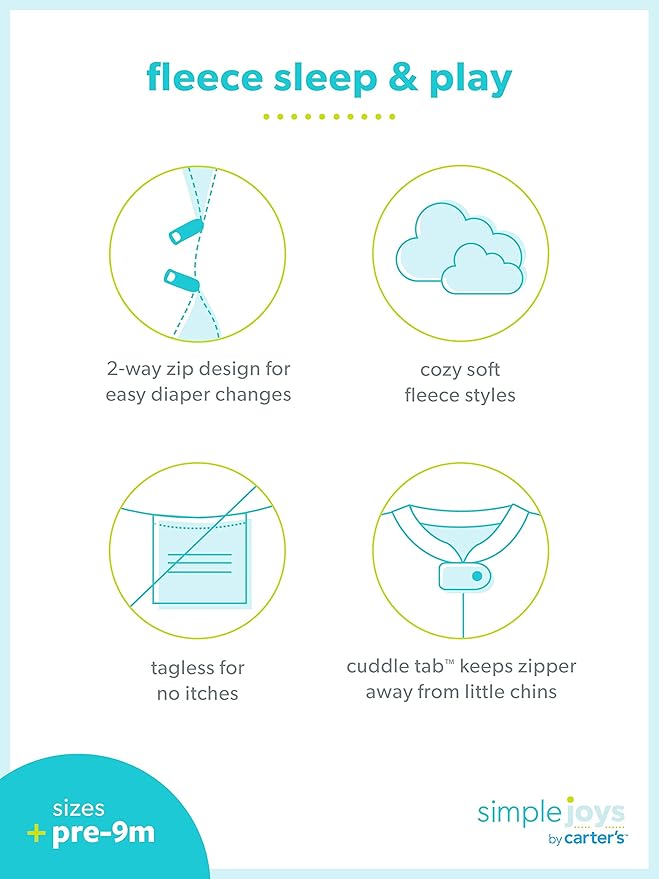 Simple Joys by Carter's baby-boys 2-way Zip Thermal Footed Sleep and Play, Pack of 2