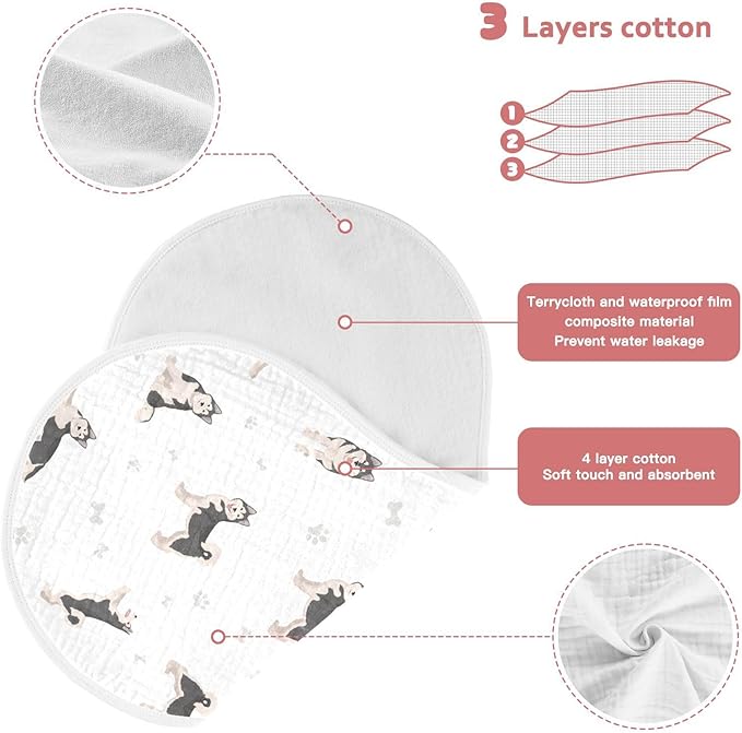 vvfelixl Baby Burp Cloths Alaskan Malamute Dog Baby Newborn Cotton Burping Cloths Set Baby Washcloths 4 Pack