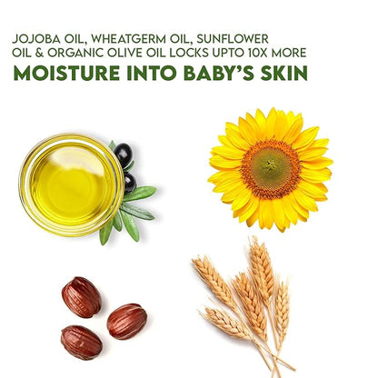 WBM Care Baby Oil | Moisturizing Baby Massage Oil | Mineral Oil-Free with 100% Natural Ingredients and Vitamin E | 10 oz for gentle care and nourishment