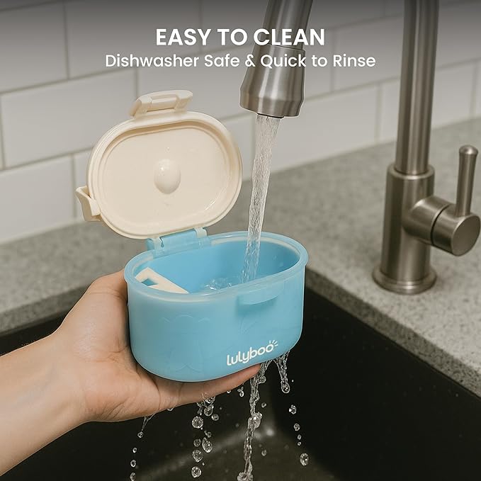 Lulyboo Baby Formula Milk Powder Container - Travel-Friendly, Airtight Storage with Scoop & Spork, Compact BPA-Free, Easy-to-Clean Portable Baby Feeding Accessories (Blue)