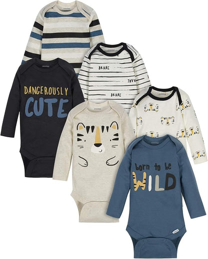 Onesies Brand, Unisex Baby, 6-Pack Long Sleeve Bodysuits