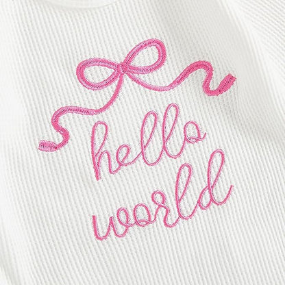 Newborn Baby Girl Clothes Long Sleeve Crew Neck Letter Embroidery One Piece Romper Jumpsuit Infant Fall Winter Outfit