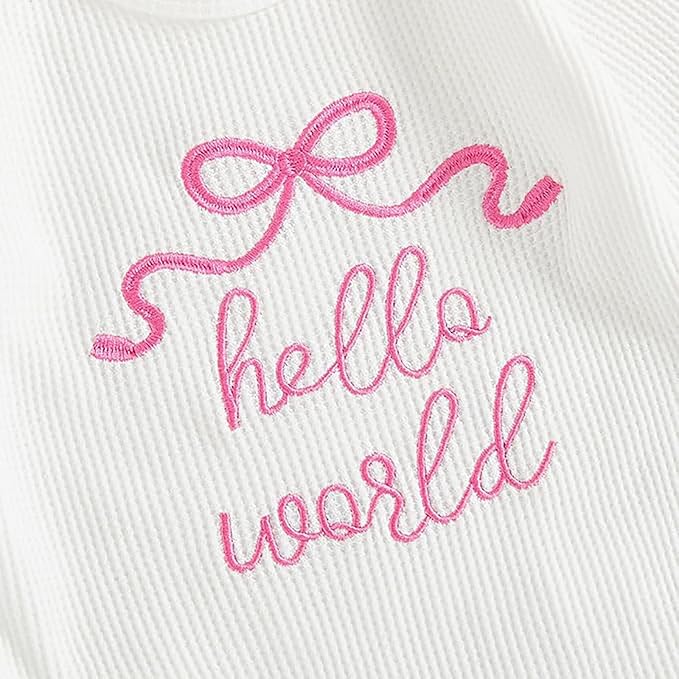 Newborn Baby Girl Clothes Long Sleeve Crew Neck Letter Embroidery One Piece Romper Jumpsuit Infant Fall Winter Outfit