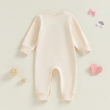 Baby Boy Valentines Outfit Newborn Long Sleeve Onesie Letter Print One Piece Jumpsuit Romper Cute Spring Clothes