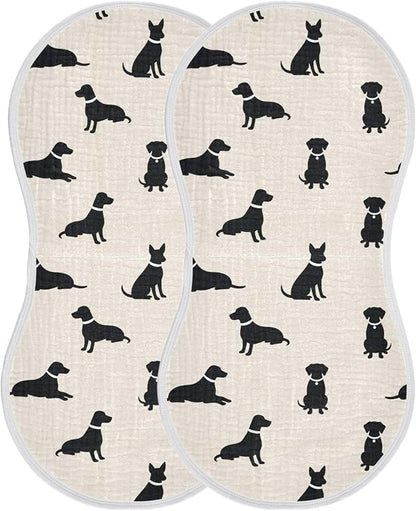 2 Pack Muslin Burp Cloths Dogs Beige Cotton Baby Burp Cloths Absorbent Soft Burping Cloth Washcloths for Newborn Must Haves 22x11 Inch