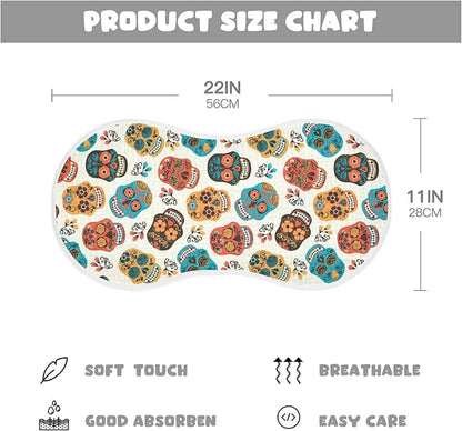 vvfelixl Muslin Burp Cloths Colored Sugar Skull Baby Washcloths for Baby Girl Boys 2 Pack Beige