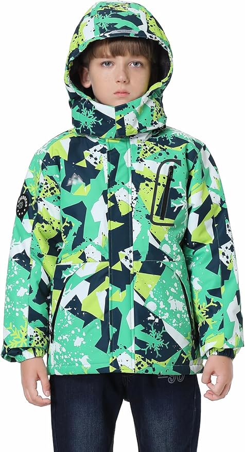 Kid's Ski Jacket Waterproof Winter Coat Boy's and Girl's Fleece Snowboarding Jackets with Detachable Hood