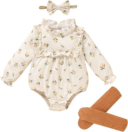 GRNSHTS Newborn Baby Girl Clothes Ruffle Rompers Toddler Fall Outfits for Girls Set Little Girl Fall Winter Clothing