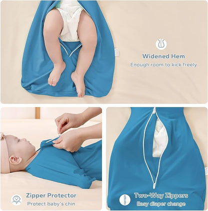 ZIGJOY Baby Transitional Swaddles for Newborns: 0.5 Tog Arms Up Sleep Sack 3-6-12 Months Soft Cotton Shark Fin 2 Way Zipper