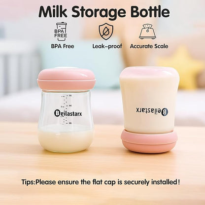 Glass Breast Milk Storage Bottles-Wide Neck Breastmilk Storage with Lids, Breast Milk Storage Containers for Fridge,BPA-Free (Red,6oz(pack of 4))
