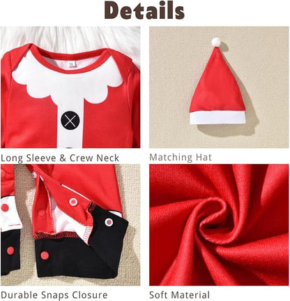 Aalizzwell Infant Baby Boys Girls First Christmas Outfit Xmas Romper Elf Santa Clothes