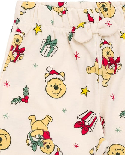 Disney Christmas Baby Girls Bodysuit, Pants and Headband 3 Piece Outfit Set Newborn to Infant Sizes (Newborn - 24 Months)