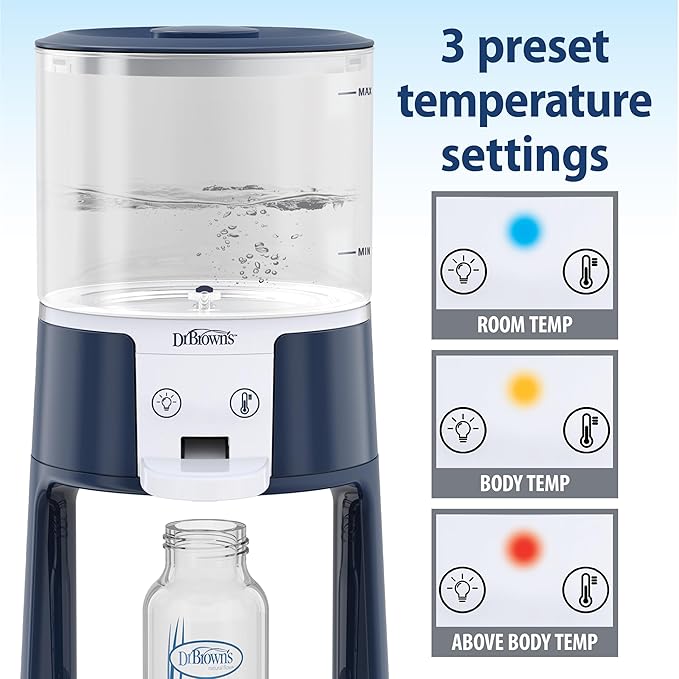 Dr. Brown's Insta-Prep Warm Water Dispenser to Instantly Prepare Baby’s Formula Bottle,Large Capacity Glass Tank with 3 Temperature Settings,Blue