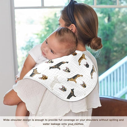 vvfelixl Muslin Burp Cloths Cute German Shepherd Dog Baby Washcloths for Baby Girl Boys 2 Pack