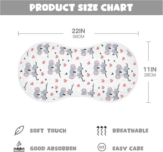 vvfelixl Baby Burp Cloths Cute Koala Bear on Trunk Baby Newborn Cotton Burping Cloths Set Babys Washcloths 4 Pack