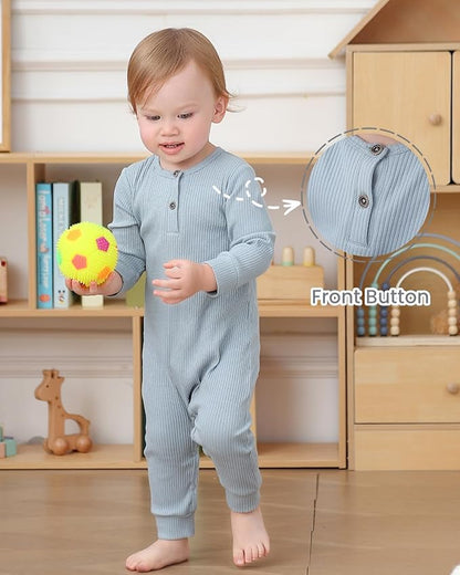 Bafeicao Baby Boy Girl 2/3 Pack Solid Romper Ribbed Short/Long Sleeve Bodysuit Jumpsuit Infant Knitted Outfits Clothes