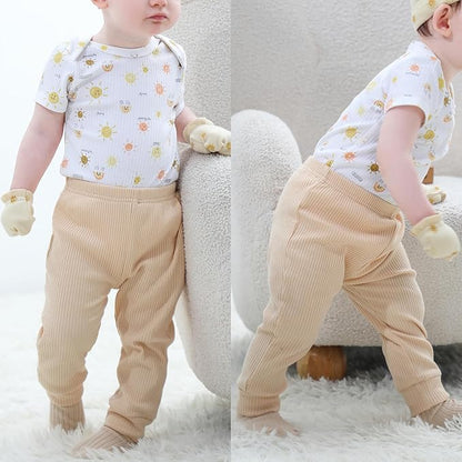 Baby Bodysuit and Pant Set 6-pcs Ribbed Soft Infant Boy Girl Clothes Outfits