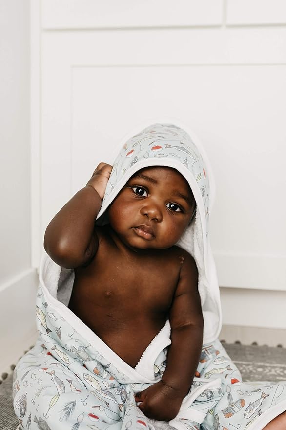 Copper Pearl Hooded Bath Towels Premium Knit/Terry Cloth Baby Towels with Hood, Pockets, and Cool Designs - Great to Gift and Make Bath Time Fun - Baby Bath Towel, Trout