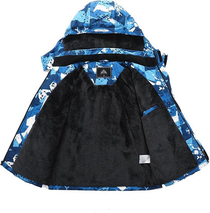Kid's Ski Jacket Waterproof Winter Coat Boy's and Girl's Fleece Snowboarding Jackets with Detachable Hood