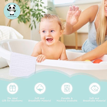 HIPHOP PANDA 10 Pack 6-Layers Muslin Burp Cloths Large - Durable 100% Cotton - Extra Absorbent and Soft Boys & Girls Rags for Newborn Registry (White+Sakura Series, 20" X10")