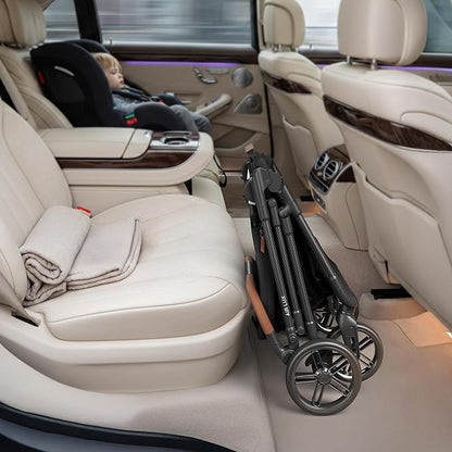 MAMAZING Air Lux Baby Stroller, Strength Carbon Fiber Frame & Only 15.8lbs, Infant Stroller with Bassinet & Cup Holder, One-Hand Compact Folding & Reversible Seat, Soft Insert & Car Seat Adapter