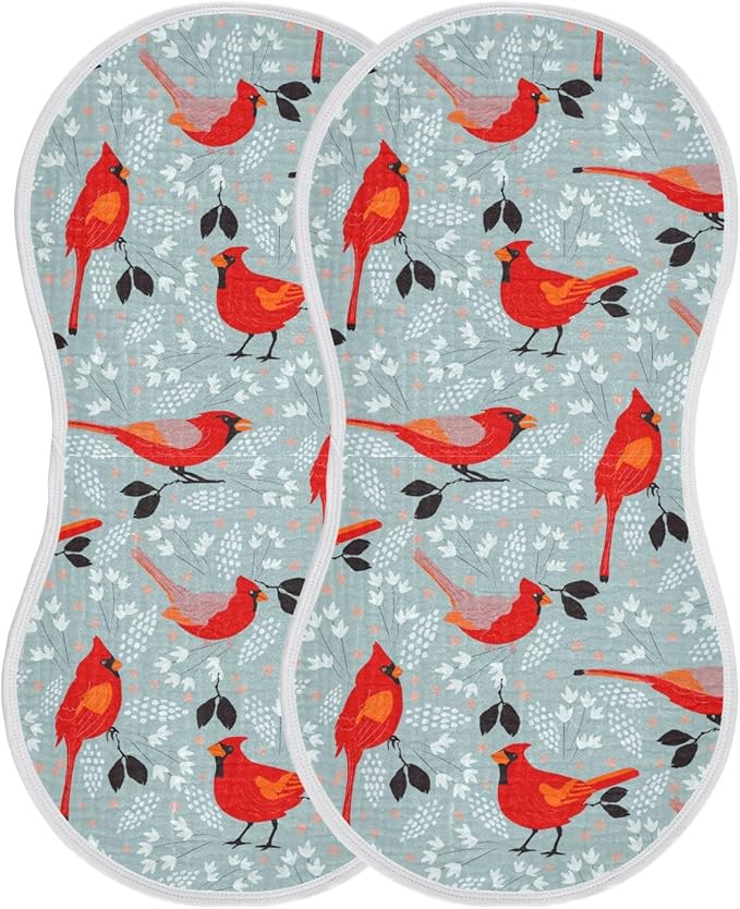 vvfelixl Muslin Burp Cloths Cardinals Bird Baby Washcloths for Baby Girl Boys 2 Pack