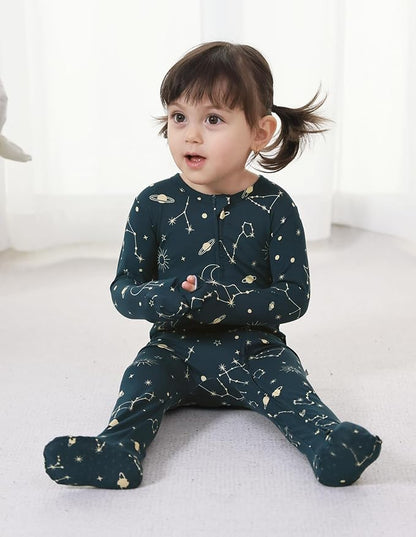 Baby Footie Romper Pajamas Unisex Newborn Infant Pjs Soft Rompers Viscose from Bamboo Sleepwear
