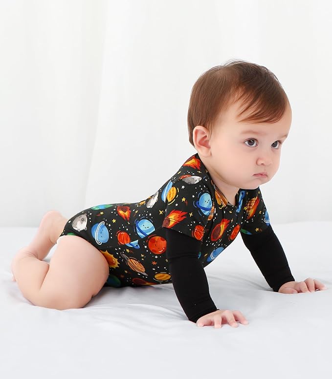 Baby Viscose from Bamboo Bodysuit for Boys Girls Long Sleeve Romper Soft Outfits for Infant One-Piece Cute Clothes