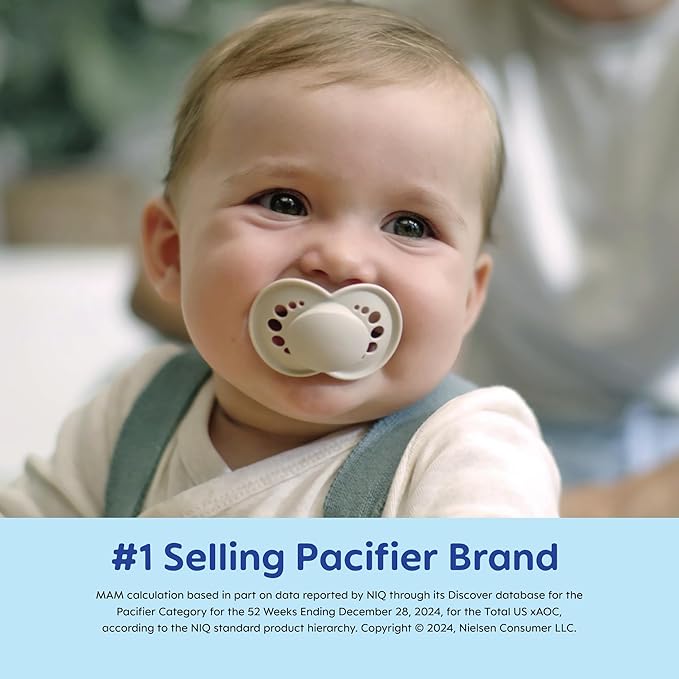 MAM Original Matte Baby Pacifiers, Binky for 16+ Months, BPA-Free Silicone Nipple, Easy to Clean, Best for Breastfed Babies, Developed with Medical Experts, 2 Count Binkies with Sterilizer Case