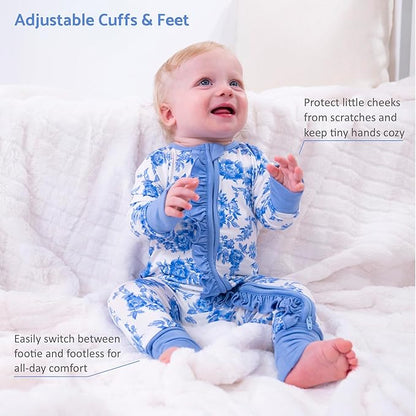 LollyBanks Baby Pajamas, 2-Way Zipper Infant Romper, 95% Viscose Made from Bamboo and 5% Spandex, Baby Sleepers
