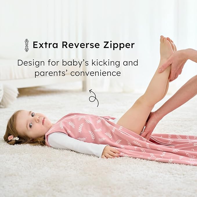 Baby Sleep Sack 12-18 months, 100% Cotton Sleeping Sack for Newborn and Infant, 3 Pack Baby Wearable Blanket for Boy and Girl, 0.5 Tog Lightweight Double Zipper Sleep Bag Pink Orange Flower