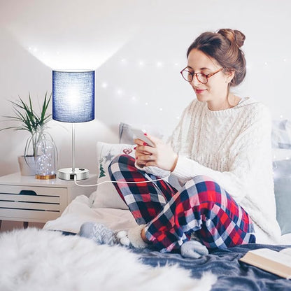 Set of 2 Touch Control Table Lamps with 2 USB & AC Outlet, 3-Way Dimmable Bedside Nightstand Lamps for Bedroom Living Room Nursery, 800 Lumens 5000K Daylight Bulbs Included