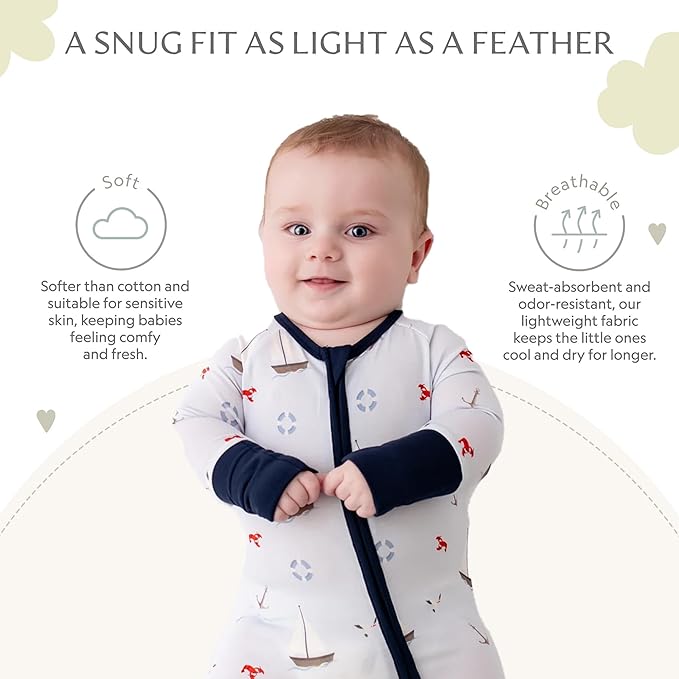 Bamboo Little Ultra-Soft Convertible Baby Romper - Gender Neutral Infant Clothes with 2-Way Zipper, Footless Sleepwear