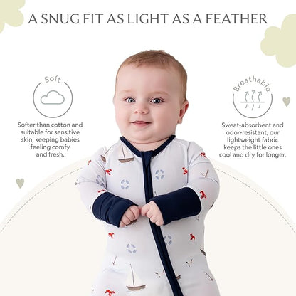 Bamboo Little Ultra-Soft Convertible Baby Romper - Gender Neutral Infant Clothes with 2-Way Zipper, Footless Sleepwear