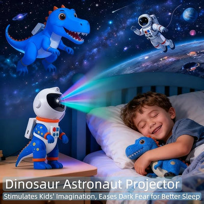 Galaxy Star Projection Night Light, Dinosaur Astronaut Space Projector with Timer, Remote Control, 8 Lighting Modes, Green Nebula Effects for Kids Room Ceiling Decor