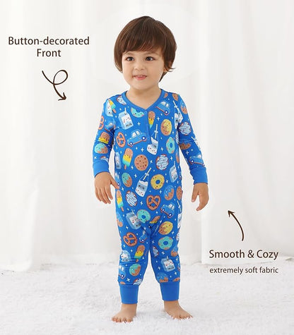 Baby Boys Girls Romper-Viscose Made from Bamboo, Long Sleeve Jumpsuits Soft Footless Rompers, Unisex
