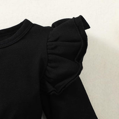 Baby Girl Clothes Infant Ruffle Sleeve Romper Dress Newborn Solid Tutu Skirt Sets Jumpsuit Headband Outfit