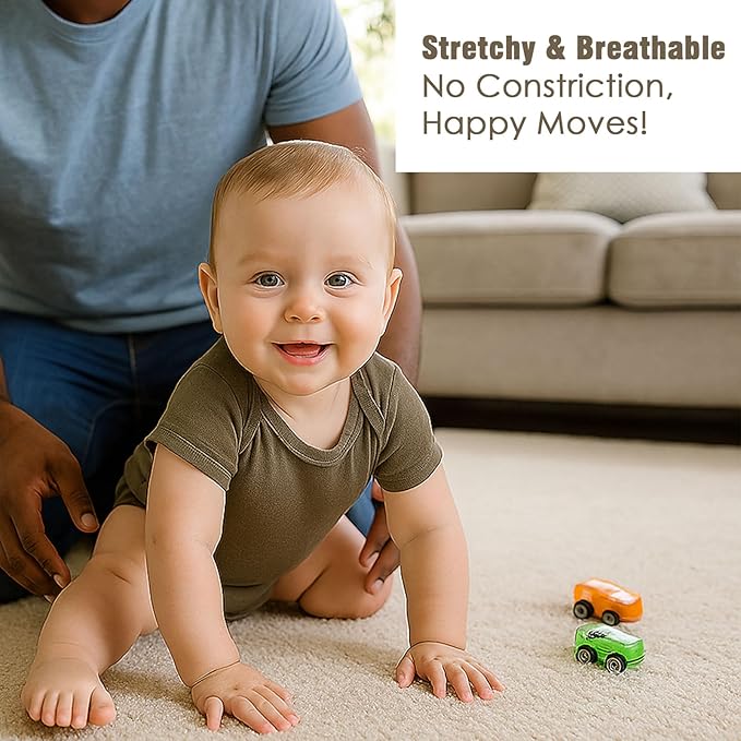 DEFAHN 2PCS Visocse from Bamboo Baby Rompers Unisex Onsies Solid Short Sleeve Baby Bodysuit 0-24 Months