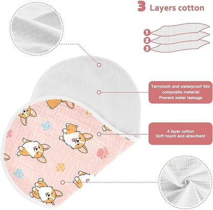 2 Pack Muslin Burp Cloths Cute Dogs Pink Cotton Baby Burp Cloths Ultra Soft Burping Cloth Absorbent Spit Up Rags for Baby Boys Girls 22x11 Inch