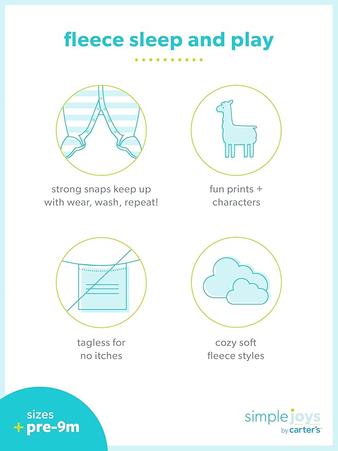 Simple Joys by Carter's baby-girls Cotton and Fleece Footed Sleep and Play, Pack of 2
