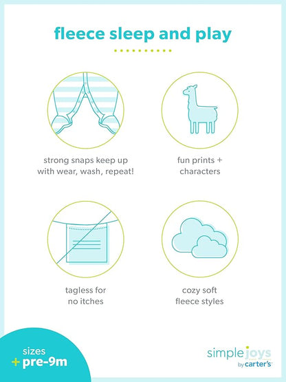 Simple Joys by Carter's baby-girls Cotton and Fleece Footed Sleep and Play, Pack of 2