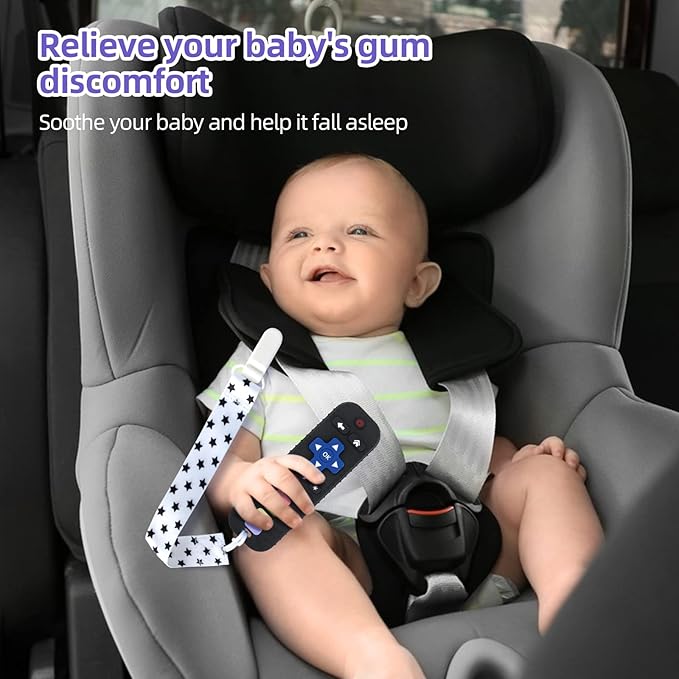 Chuya Baby Remote Control Teether Toy Chew Toy for Babies 3-24 Months Teething Relief Baby Toys for Infants Black+Purple