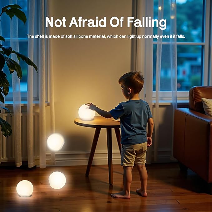 Baby Night Light, Rechargeable Touch Control Night Light with Stepless Dimming & 7 RGB Color Change, Soft Portable Kids Egg Light with 30/60 Mins Auto Off for Bedside, Breastfeeding