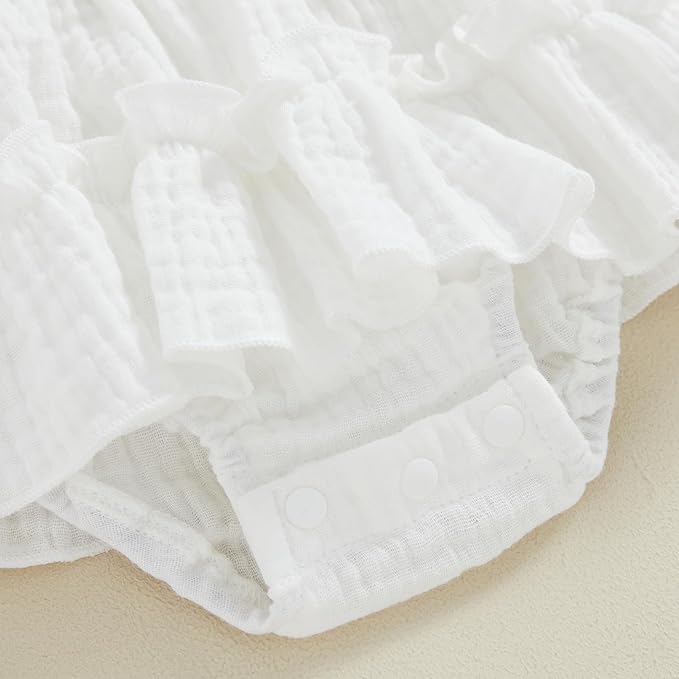 Newborn Baby Girl Bodysuit Sleeveless Halter Frill Romper One-piece Jumpsuit with Headband Summer Clothes Set