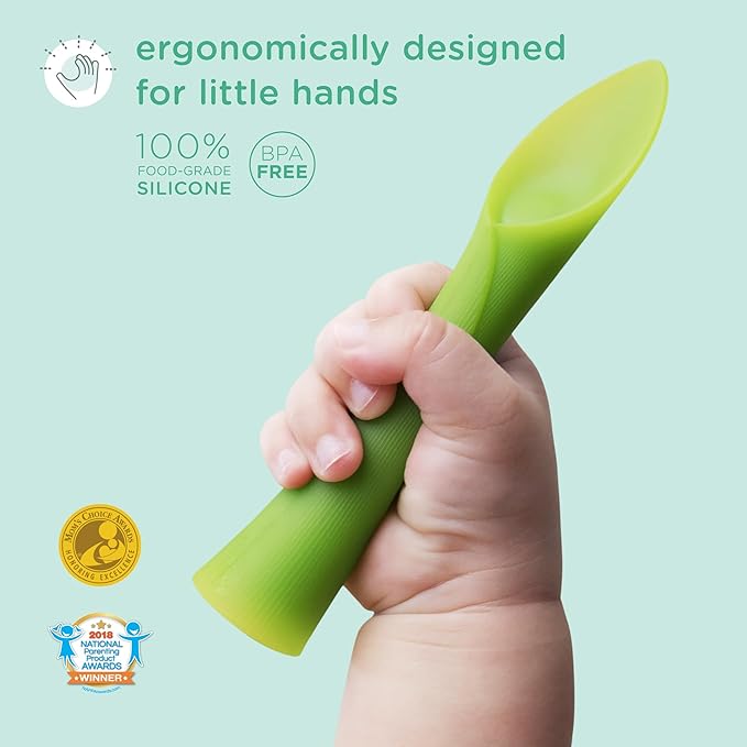 Olababy 100% Silicone Soft-Tip Training Spoon for Baby Led Weaning 2pack
