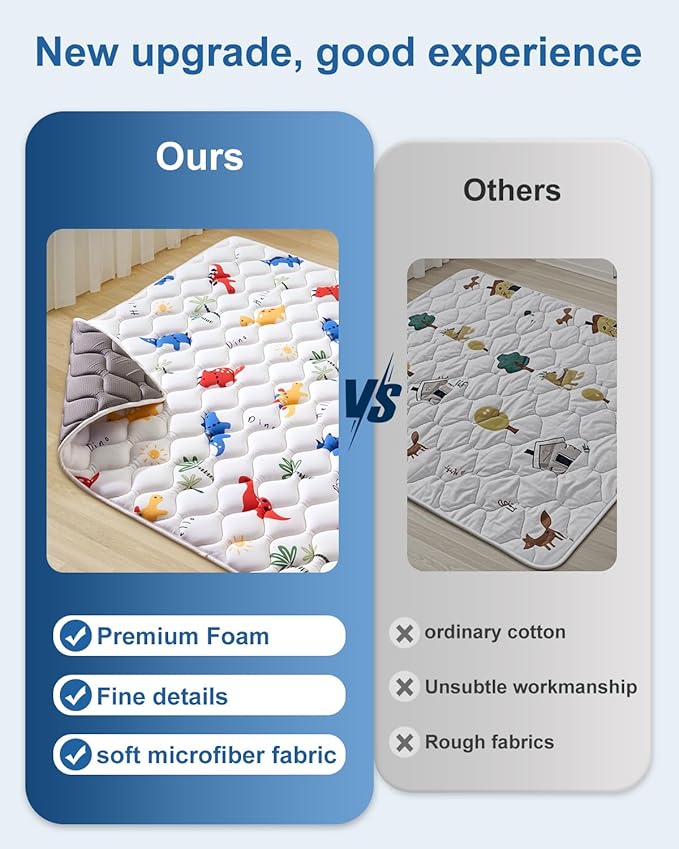 Odorless Premium Foam Baby Play Mat 71" x 59", Soft Microfiber Fabric Crawling Mat for Floor- Comfortable and Hypoallergenic, Non-Slip Cushioned Floor Playpen mat for Infants,Babies,Toddlers