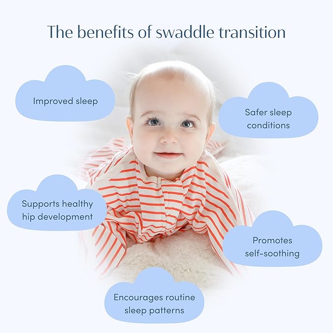 SleepingBaby Zipadee-Zip Transition Swaddle - Cozy Baby Swaddle Blanket with Zipper Convenience - Roomy Wearable Blanket for Easy Diaper Changes - Stripes Strawberry/Cream, Small (4-8 Month)