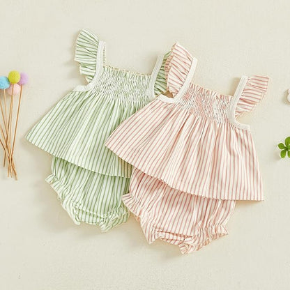 Mubineo Baby Girl Summer Clothes Cute Ruffle Tops Dress Shorts Outfits Set Infant Toddler Shrit Bloomers Princess Outfit